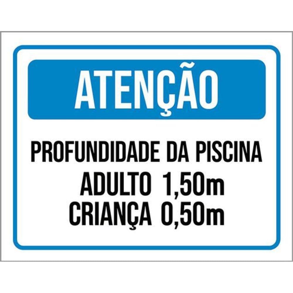 Kit 3 Placas Atenção Profundidade Piscina Adulto Criança