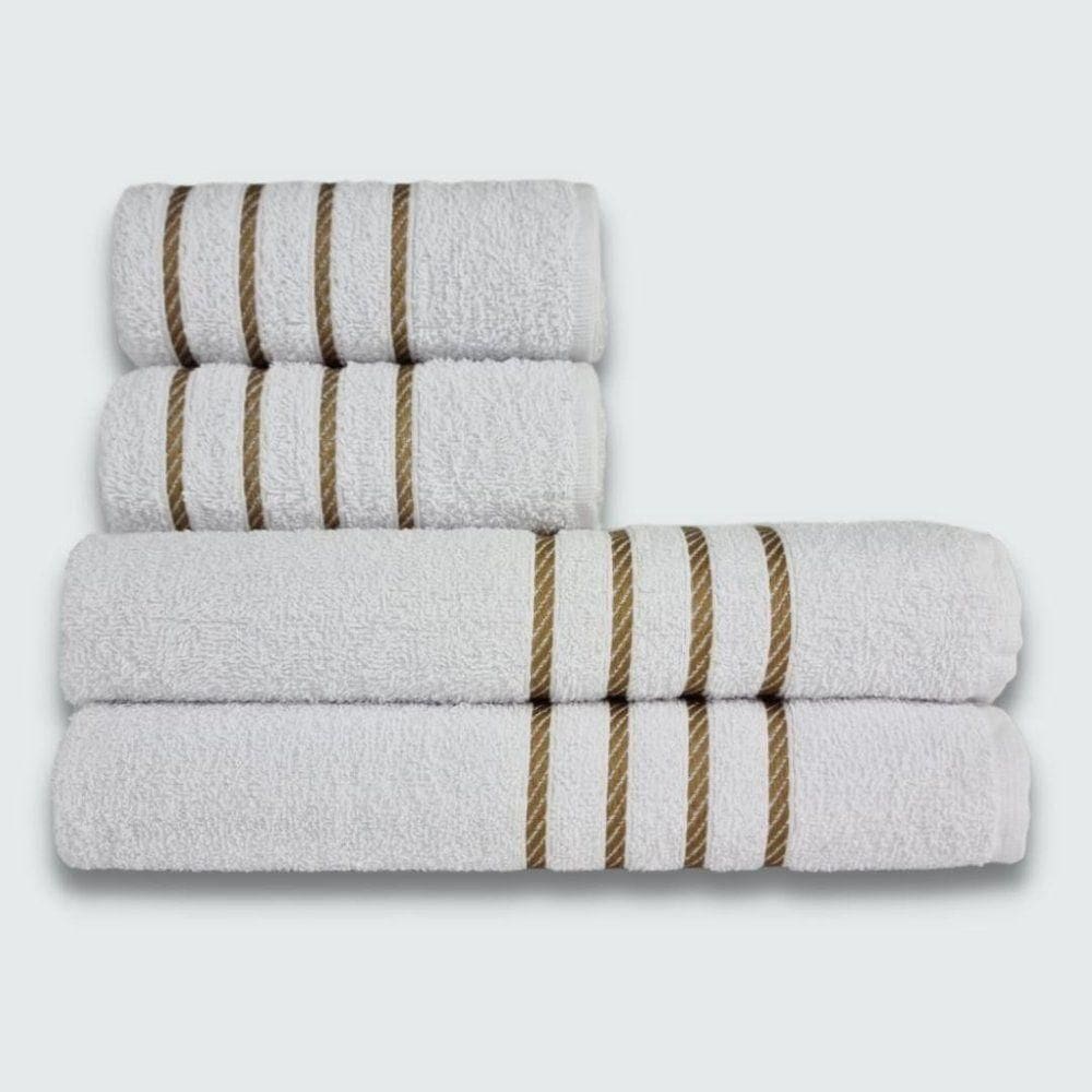 Jogo De Toalha 4 Peças Coleção Montreal 100% Algodão Branco