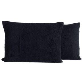 Par De Fronhas Em Sherpa Colorida 70cm X 50cm - Lã De Carneiro Cor Preto