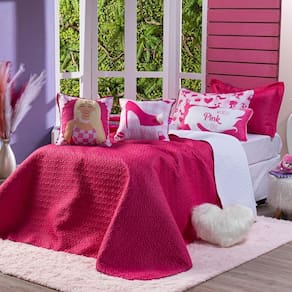 Kit Cobre Leito Paty Pink Dupla Face C/ Almofadas Solteiro 06 Peças