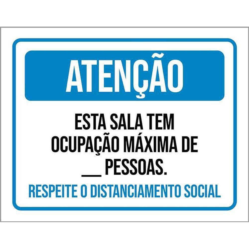 Kit 3 Placas Distanciamento Social Sala Ocupação Máxima