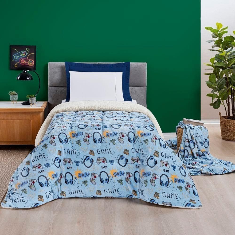 Coberdrom Bouti Kids Solteiro 01 Peça Manta Alta 150g - Game