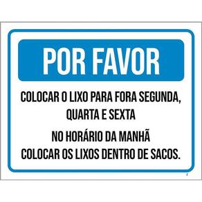 Placa Por Favor Colocar Lixo Para Fora 36X46