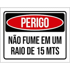 Kit 5 Placas De Perigo Não Fume 15 Metros 36X46