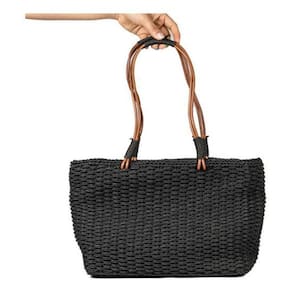Bolsa Praia Preta Artesanal Fabricação Manual 23X29Cm
