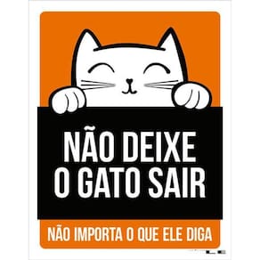 Kit 3 Placas Sinalização - Não Deixe Gato Sair Laranja