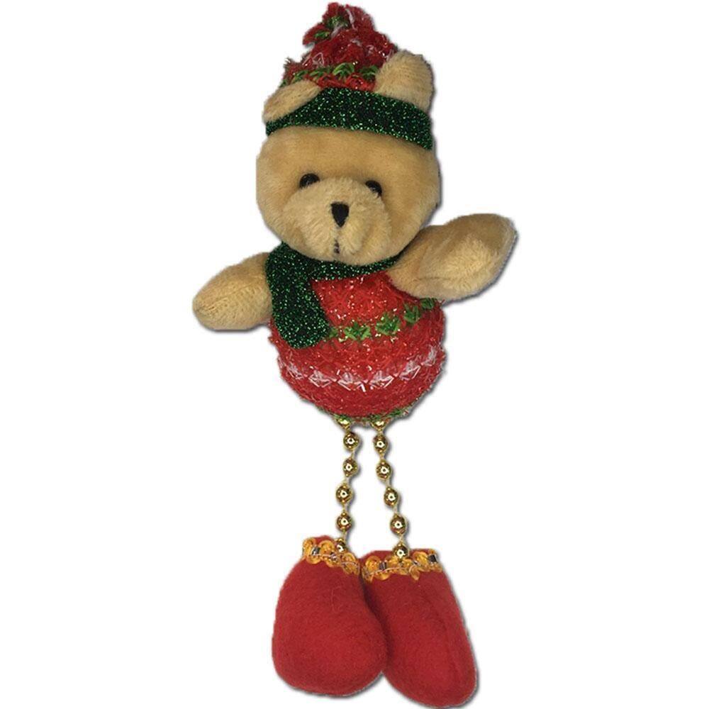 Enfeite Árvore De Natal Urso 19 Cm Verde Vermelho Branco