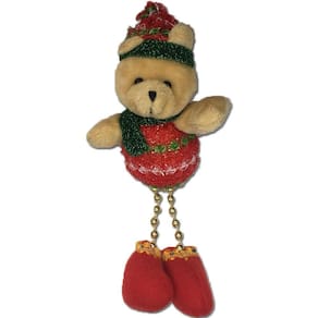 Enfeite Árvore De Natal Urso 19 Cm Verde Vermelho Branco