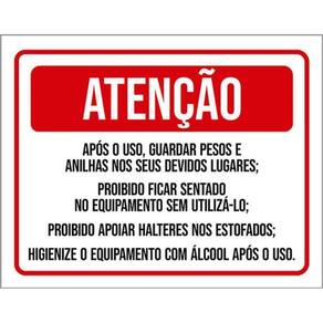 Kit 3 Placas Atenção Guarde Pesos Anilhas Proibido Sentar