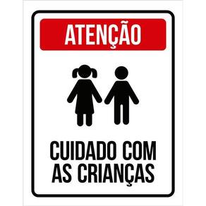 Placa Sinalização Condomínio Atenção Cuidado Crianças 36X46