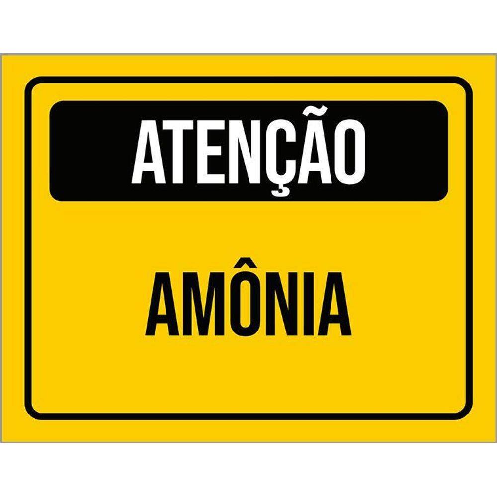 Placa De Sinalização - Atenção Cuidado Amônia 36X46