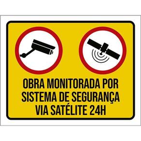 Placa Sinalização Obra Monitorada Sistema Segurança 36X46