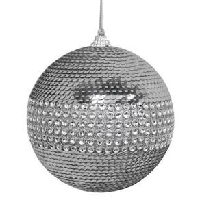 Enfeite De Natal Bola Brilhante Prata Arvore/Mesa/Porta 10Cm