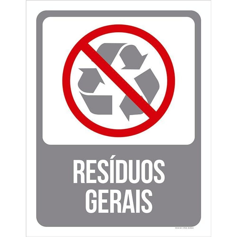 Placa De Sinalização Advertência - Resíduos Gerais 36X46