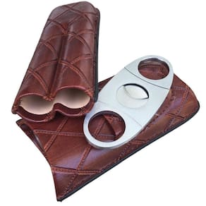 Case Bolsa Porta 2 Charutos Viagem Couro Cortador Inox Mr