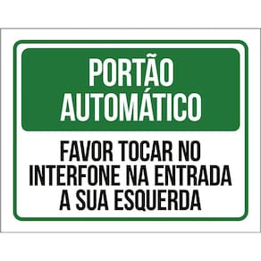 Placa Sinalização - Portão Automático Tocar Inferfone 36X46
