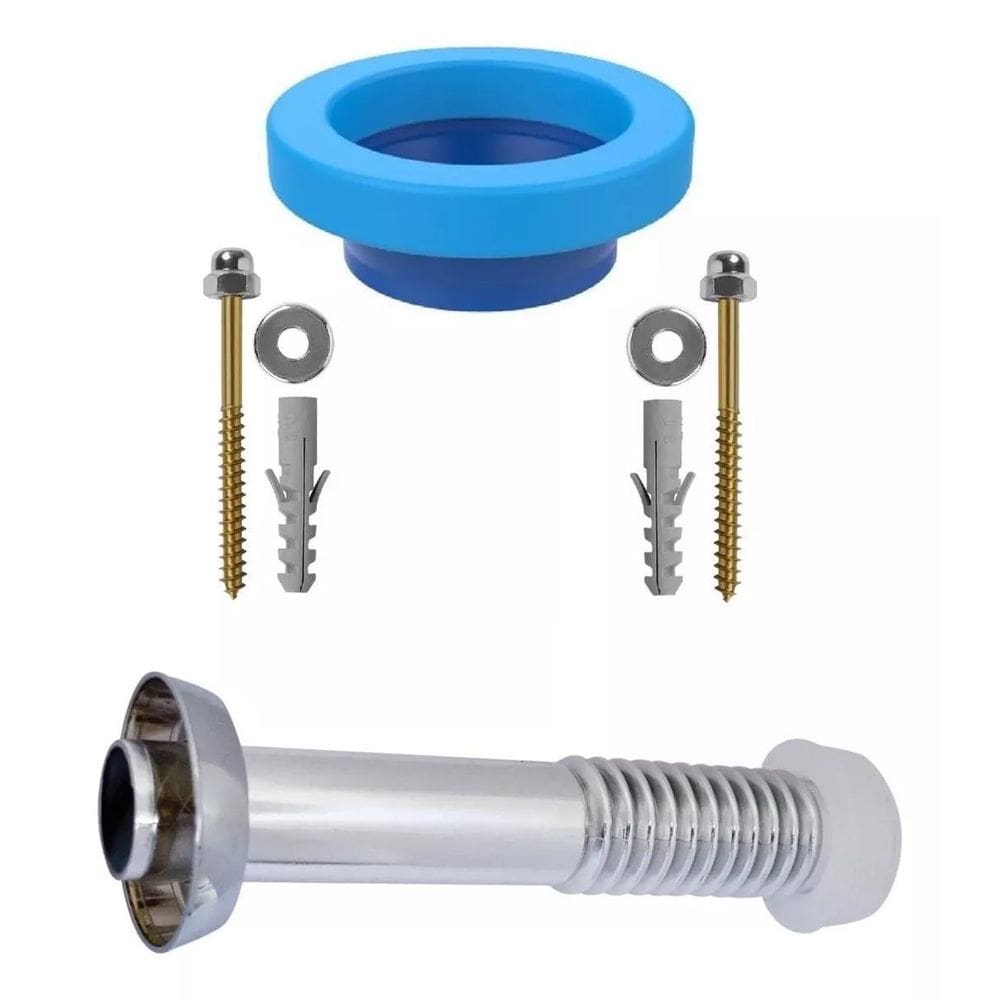 Kit Instalação Vaso Tubo Ligação Cromada + Anel + Parafusos