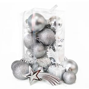 Bolas De Natal 26Un Mista Estrela Cadente Presente - Prata