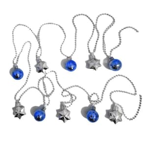 Kit 3 Cordões Azul Bolas Estrela 2,3M Pendente Enfeite Natal