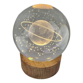 Luminária De Mesa Led Temática Urano Globo De Vidro 60Mm