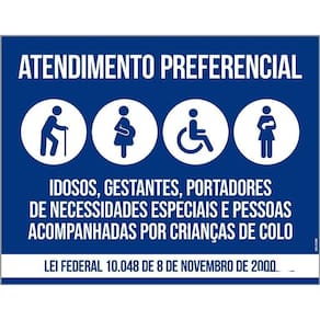 Kit 3 Placas Atendimento Portadores Necessidades