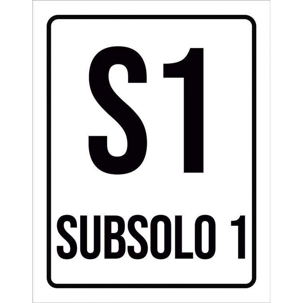 Placa Sinalização Ambiente Indicativo S1 Subsolo 1 36X46
