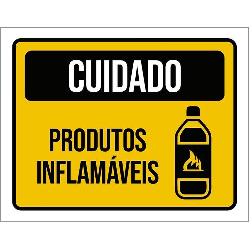 Placa Cuidado Produtos Inflamáveis 36X46