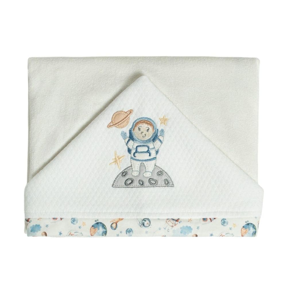 Toalha De Banho Bebê Menino Espacial Azul 87X88 Cm - Hug