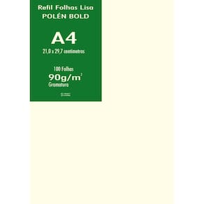 Papel Polen A4 Bold 90G Liso 100 Folhas 21X29,7Cm A4