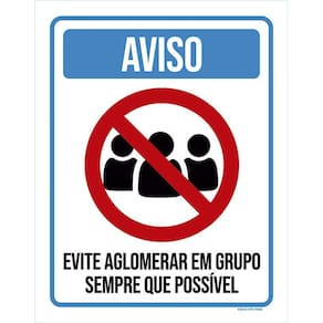 Kit 3 Placas Distanciamento Social Aviso Evite Aglomerar