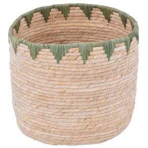 Cesto Chuong Palha 24X21Cm Detalhes Em Verde