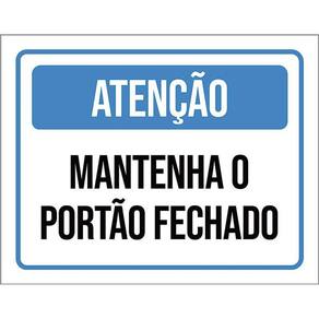 Placa Atenção Azul Mantenha Portão Fechado 36X46
