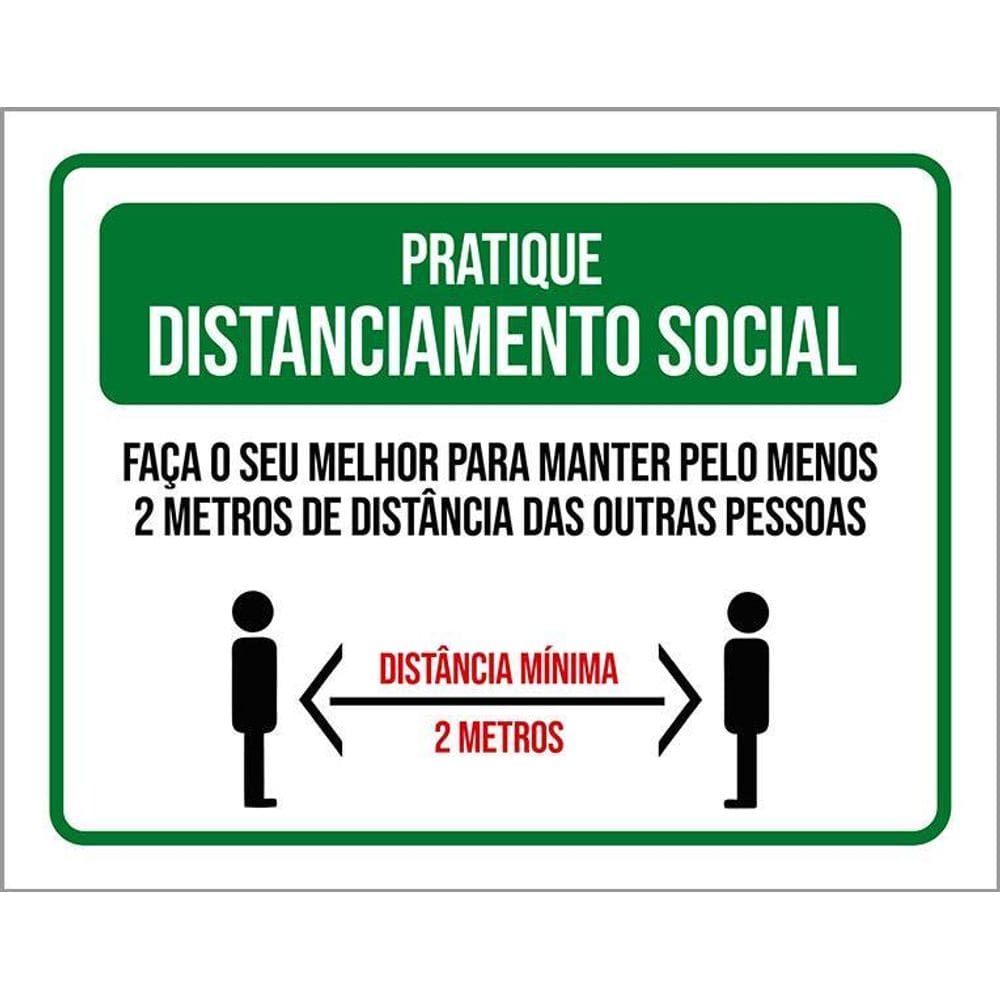 Kit 3 Placas Distanciamento Social Faça Seu Melhor