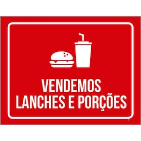 Kit 3 Placas De Vendemos Lanches E Porções