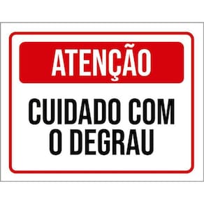 Kit 3 Placas Atenção Cuidado Com Degrau Vermelha