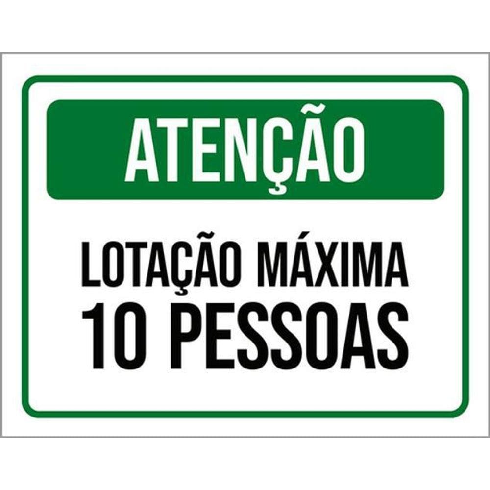 Kit 3 Placas Sinalização - Atenção Lotação Máxima 10 Pessoas