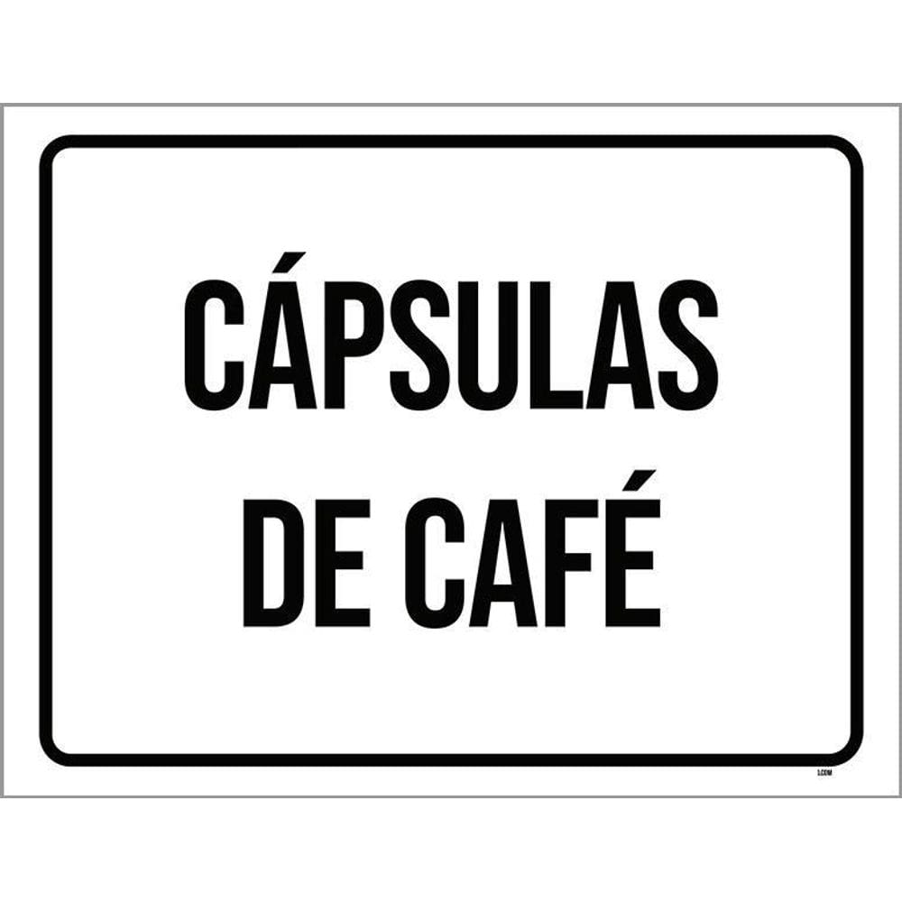 Placa Sinalização Preta - Cápsulas De Café 36X46
