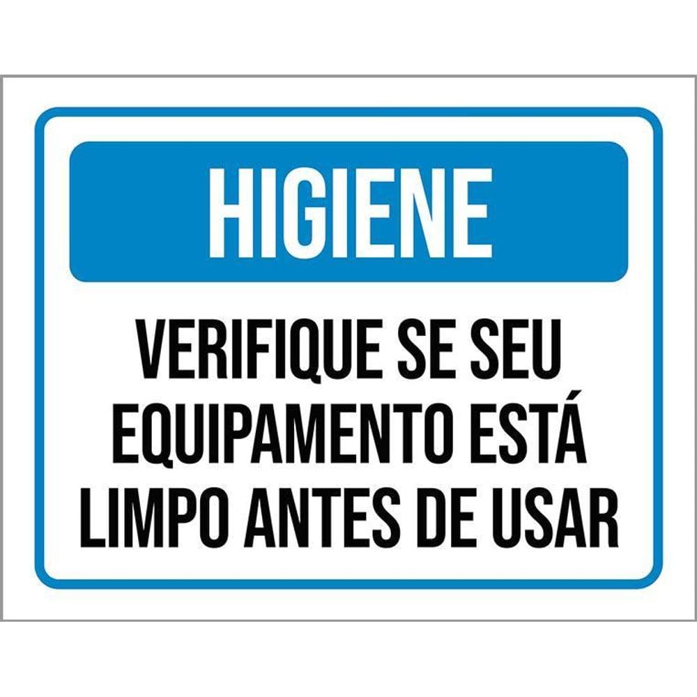 Kit 3 Placas Higiene Verifique Equipamento Está Limpo