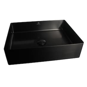 Cuba Redonda Banheiro Aço Inox 304 Preta Com Válvula Click