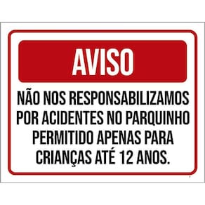 Kit 3 Placas Aviso Condomínio Acidentes No Parquinho