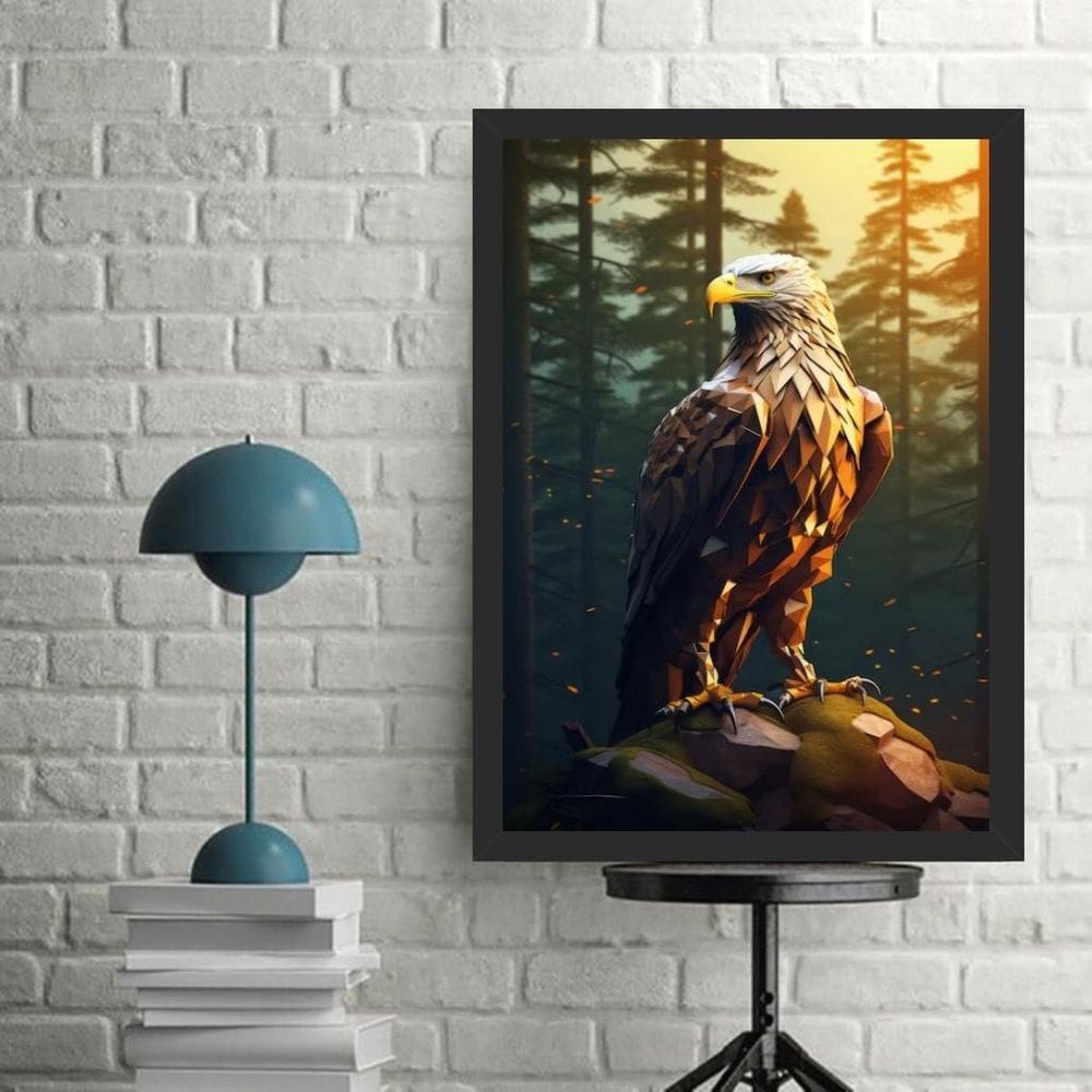 Quadro Arte Geométrica Águia 45X34Cm