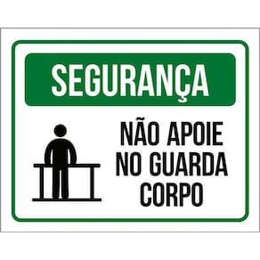 Placa De Segurança - Não Apoie No Guarda Corpo 36X46
