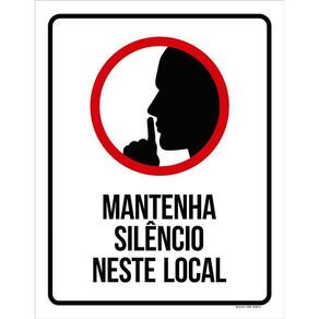 Placa De Sinalização - Aviso Mantenha Silêncio  36X46