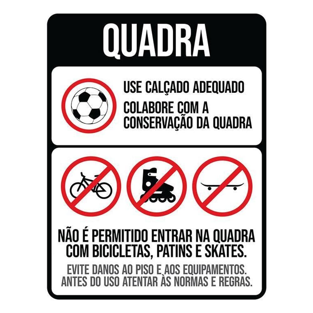 Kit 3 Placas Regras Normas Uso Quadra