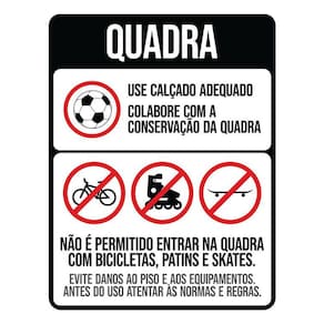 Kit 3 Placas Regras Normas Uso Quadra