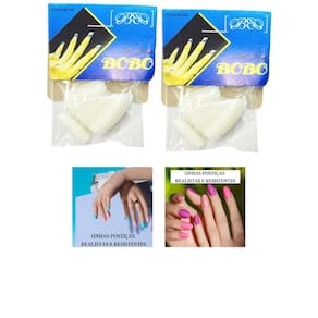 Kit 48 Unhas Postiças Realista Bobo Branca Quadrada Premium