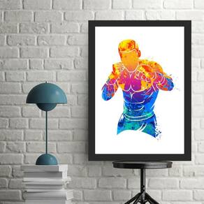 Quadro Decorativo Arte Boxe - Boxeador 33X24Cm