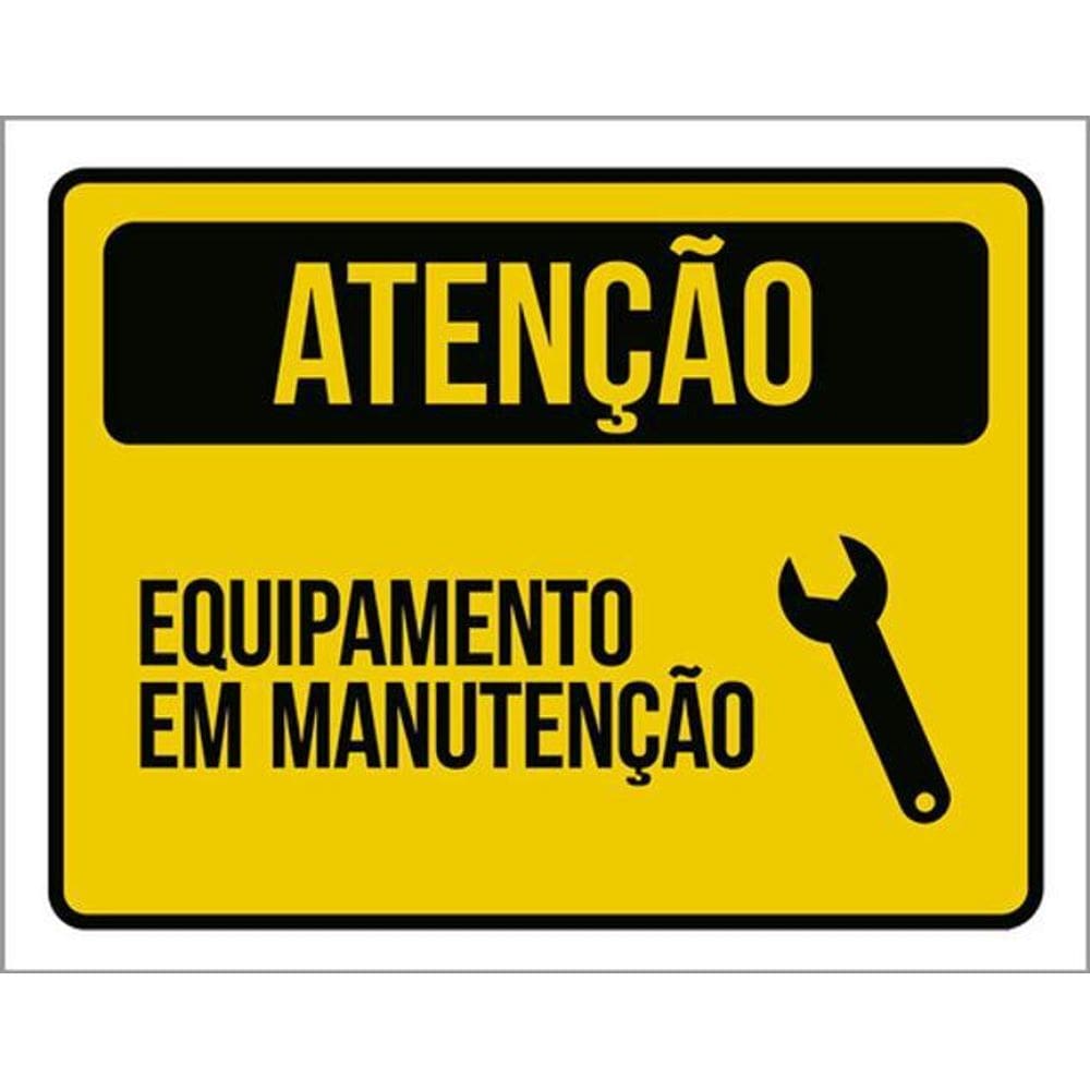 Kit 5 Placas Atenção Equipamento Manutenção Amarela 36X46