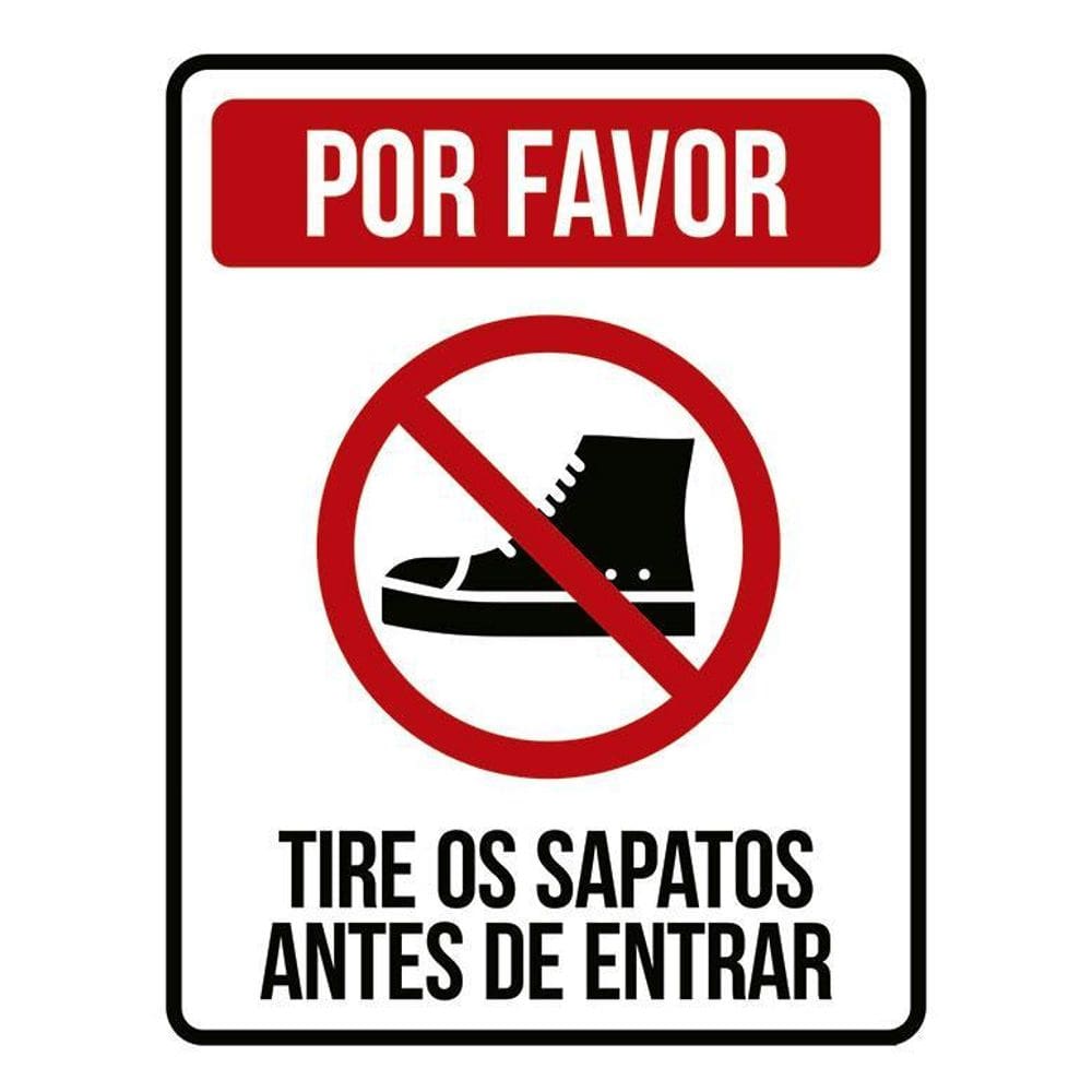 Placa Por Favor Tire Sapatos Antes Entrar Ícone 36X46