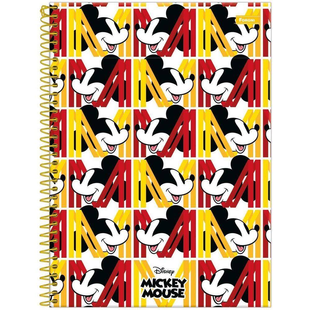 Caderno Mickey Mouse Disney Espiral 1 Matéria 80F Escolar
